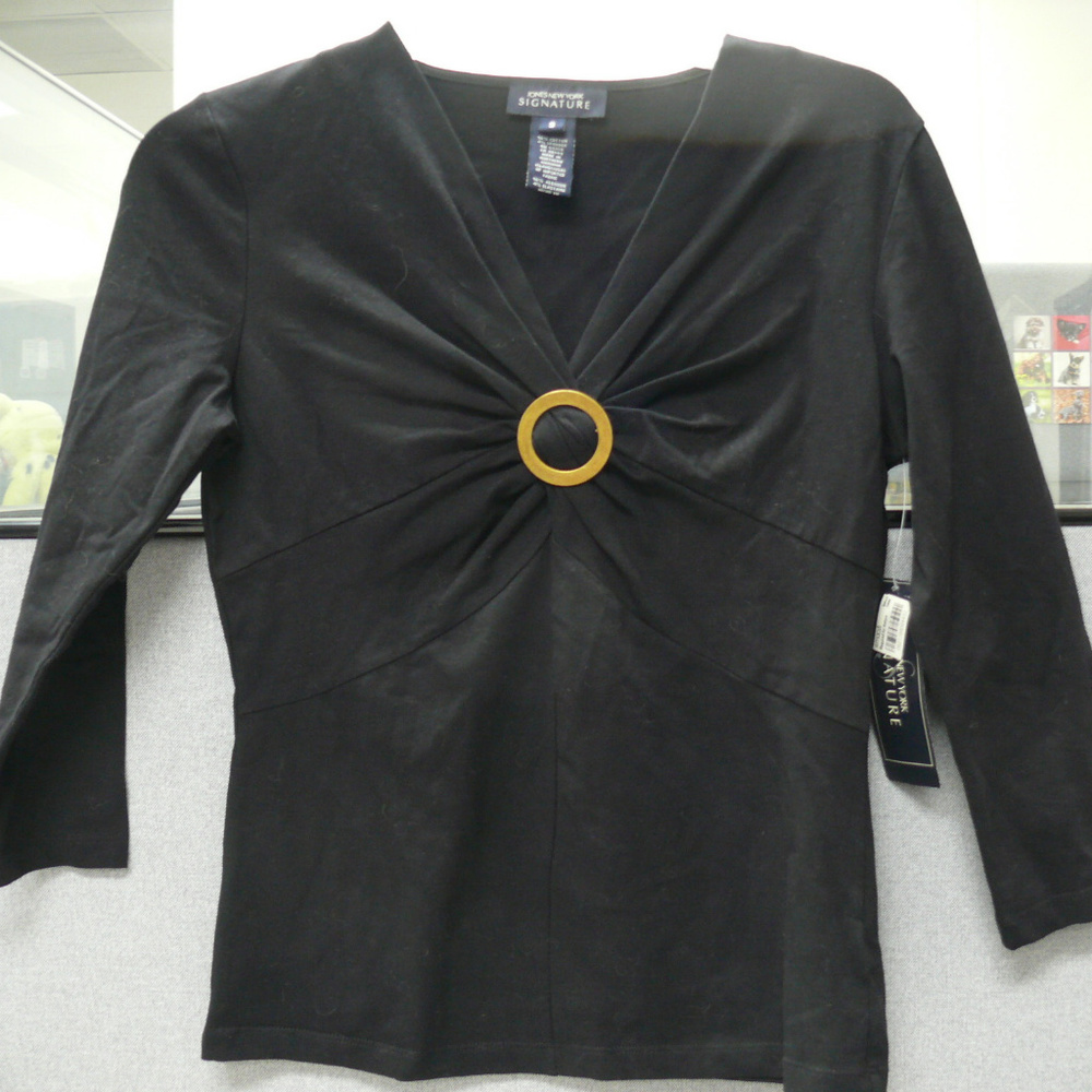 NWT Jones New York Signature 3/4 Sleeves Black SM